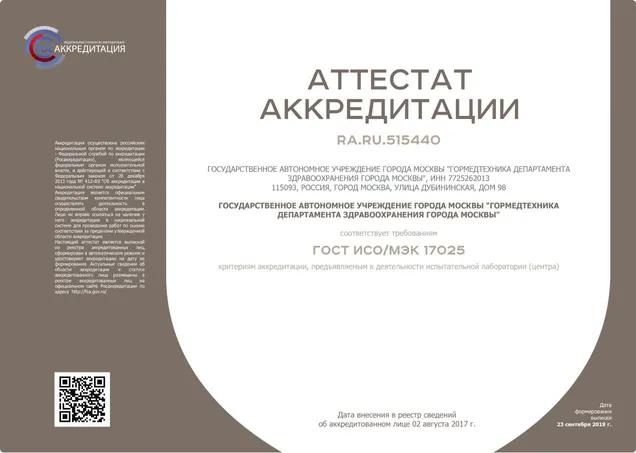 Аттестат аккредитации RA.RU.515440